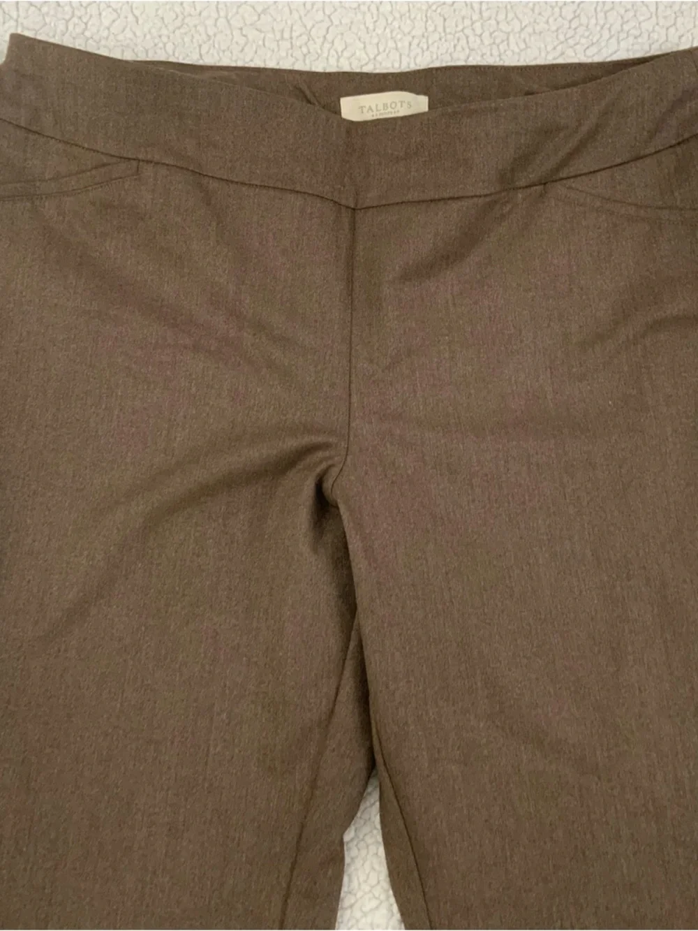 Talbots Petites Elastic Waist Pull On Pants 16P Stretch Brown Office To Casual - Picture 3 of 13